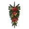 Northlight 32638886 30 in. Unlit Poinsettia &#x26; Pine Cone Artificial Christmas Teardrop Swag, Red &#x26; Gold